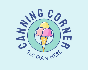 Cute Ice Cream Cone logo design