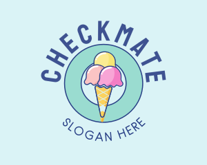 Cute Ice Cream Cone logo design