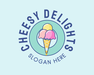 Cute Ice Cream Cone logo design