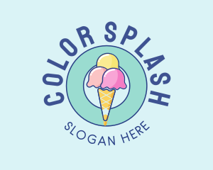 Cute Ice Cream Cone logo design