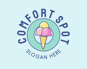 Cute Ice Cream Cone logo design