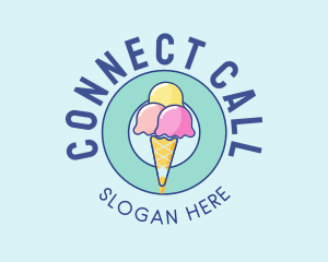 Cute Ice Cream Cone logo design