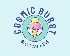 Cute Ice Cream Cone logo design