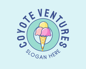 Cute Ice Cream Cone logo design