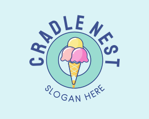 Cute Ice Cream Cone logo design