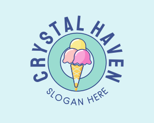 Cute Ice Cream Cone logo design