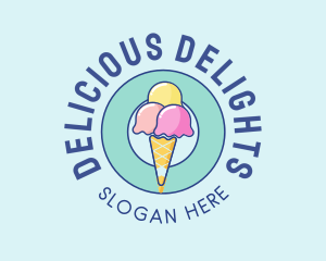 Cute Ice Cream Cone logo design