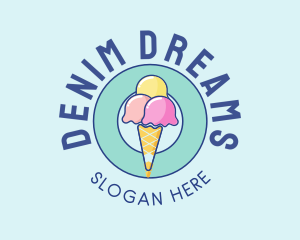 Cute Ice Cream Cone logo design