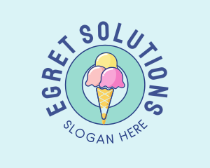 Cute Ice Cream Cone logo design