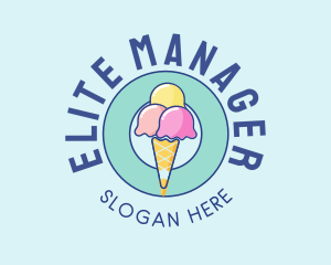 Cute Ice Cream Cone logo design