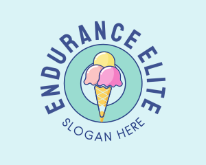 Cute Ice Cream Cone logo design