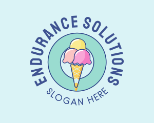 Cute Ice Cream Cone logo design