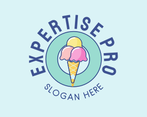 Cute Ice Cream Cone logo design