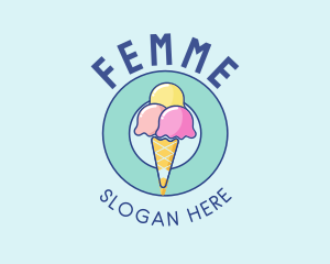 Cute Ice Cream Cone logo design