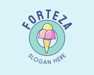 Cute Ice Cream Cone logo design