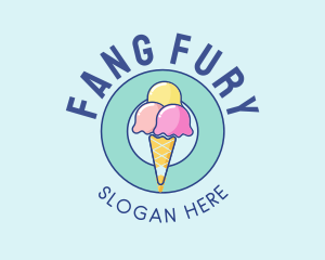 Cute Ice Cream Cone logo design