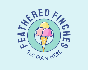 Cute Ice Cream Cone logo design