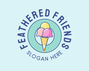 Cute Ice Cream Cone logo design