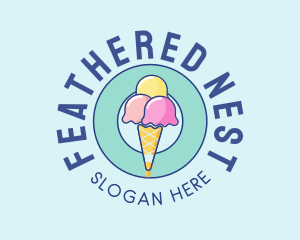 Cute Ice Cream Cone logo design