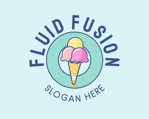 Cute Ice Cream Cone logo design