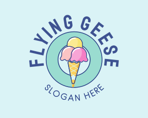 Cute Ice Cream Cone logo design