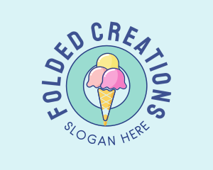 Cute Ice Cream Cone logo design