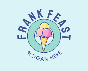 Cute Ice Cream Cone logo design