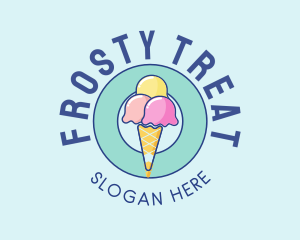 Cute Ice Cream Cone logo design