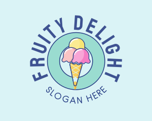 Cute Ice Cream Cone logo design