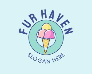 Cute Ice Cream Cone logo design