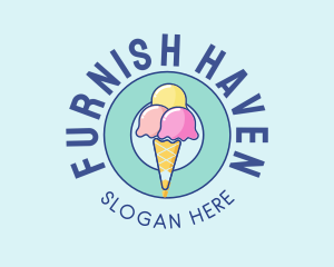 Cute Ice Cream Cone logo design