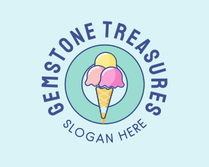 Cute Ice Cream Cone logo design