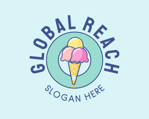 Cute Ice Cream Cone logo design