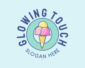 Cute Ice Cream Cone logo design