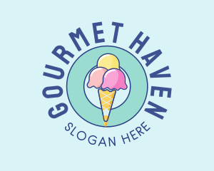 Cute Ice Cream Cone logo design