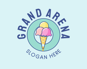 Cute Ice Cream Cone logo design