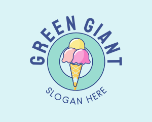 Cute Ice Cream Cone logo design