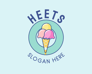 Cute Ice Cream Cone logo design