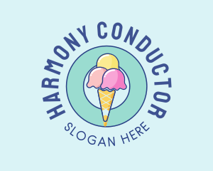 Cute Ice Cream Cone logo design