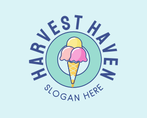 Cute Ice Cream Cone logo design