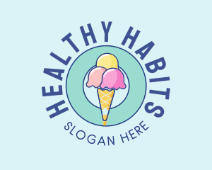 Cute Ice Cream Cone logo design