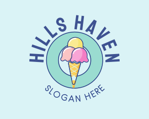 Cute Ice Cream Cone logo design