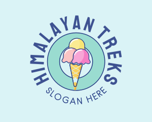 Cute Ice Cream Cone logo design