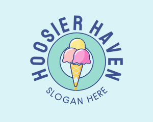 Cute Ice Cream Cone logo design