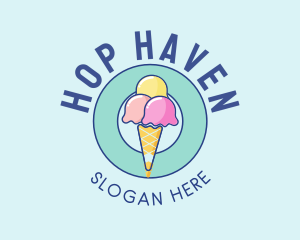 Cute Ice Cream Cone logo design