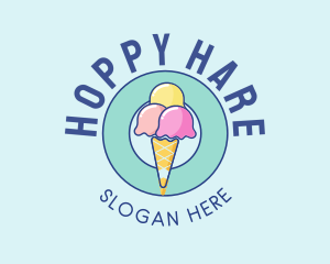 Cute Ice Cream Cone logo design