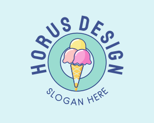 Cute Ice Cream Cone logo design