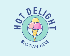 Cute Ice Cream Cone logo design