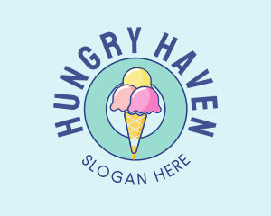 Cute Ice Cream Cone logo design