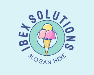 Cute Ice Cream Cone logo design